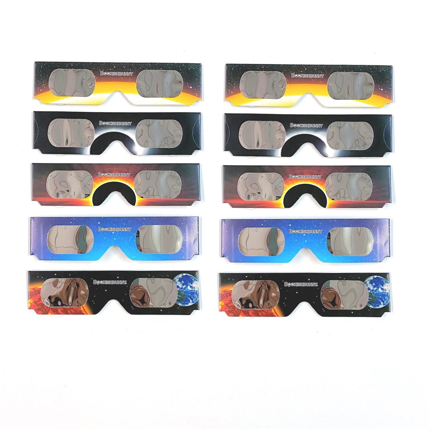 10 Pairs Bookishbunny Solar Eclipse Viewers Paper Glasses Sun Viewing Mixed Patterns