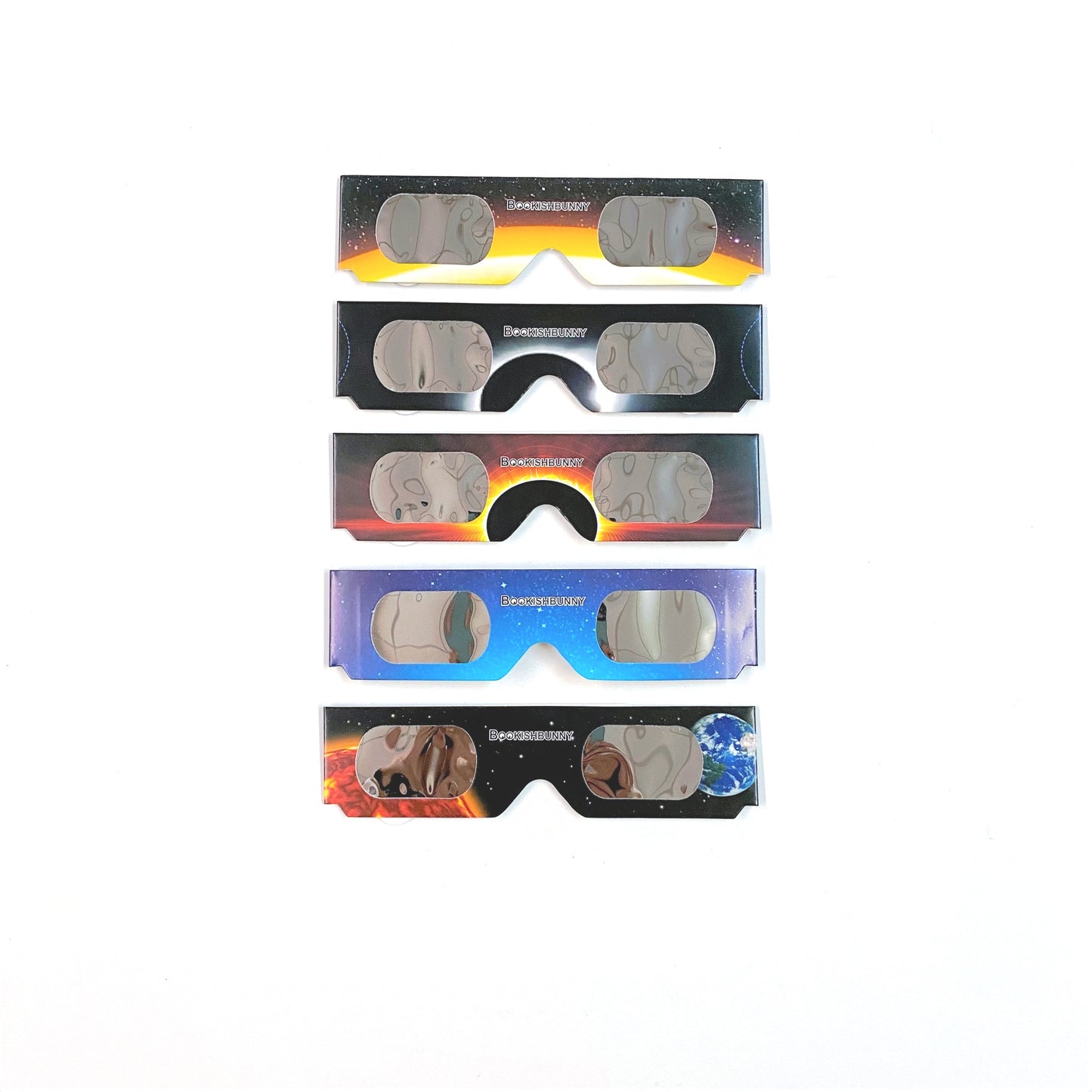 5 Pairs Bookishbunny Solar Eclipse Viewers Paper Glasses Sun Viewing Mixed Patterns