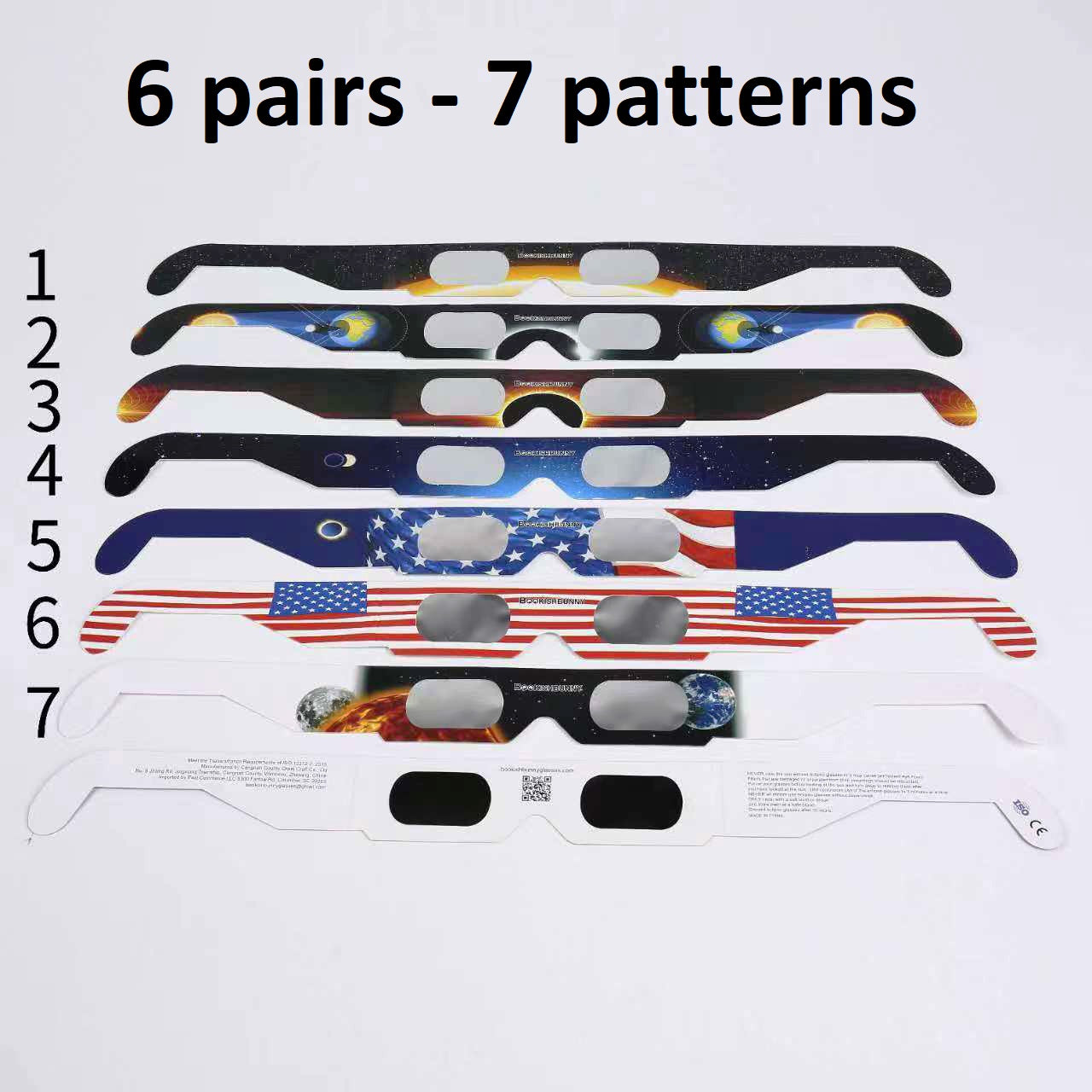 6 Pairs Bookishbunny Solar Eclipse Viewers Paper Glasses Sun Viewing
